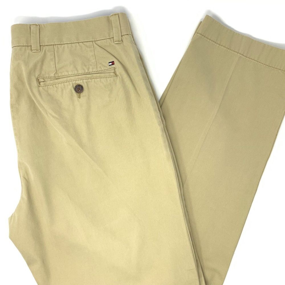Tommy Hilfiger Cotton Khaki Chino Custom Fit Men's Pants Size W34 L32‎